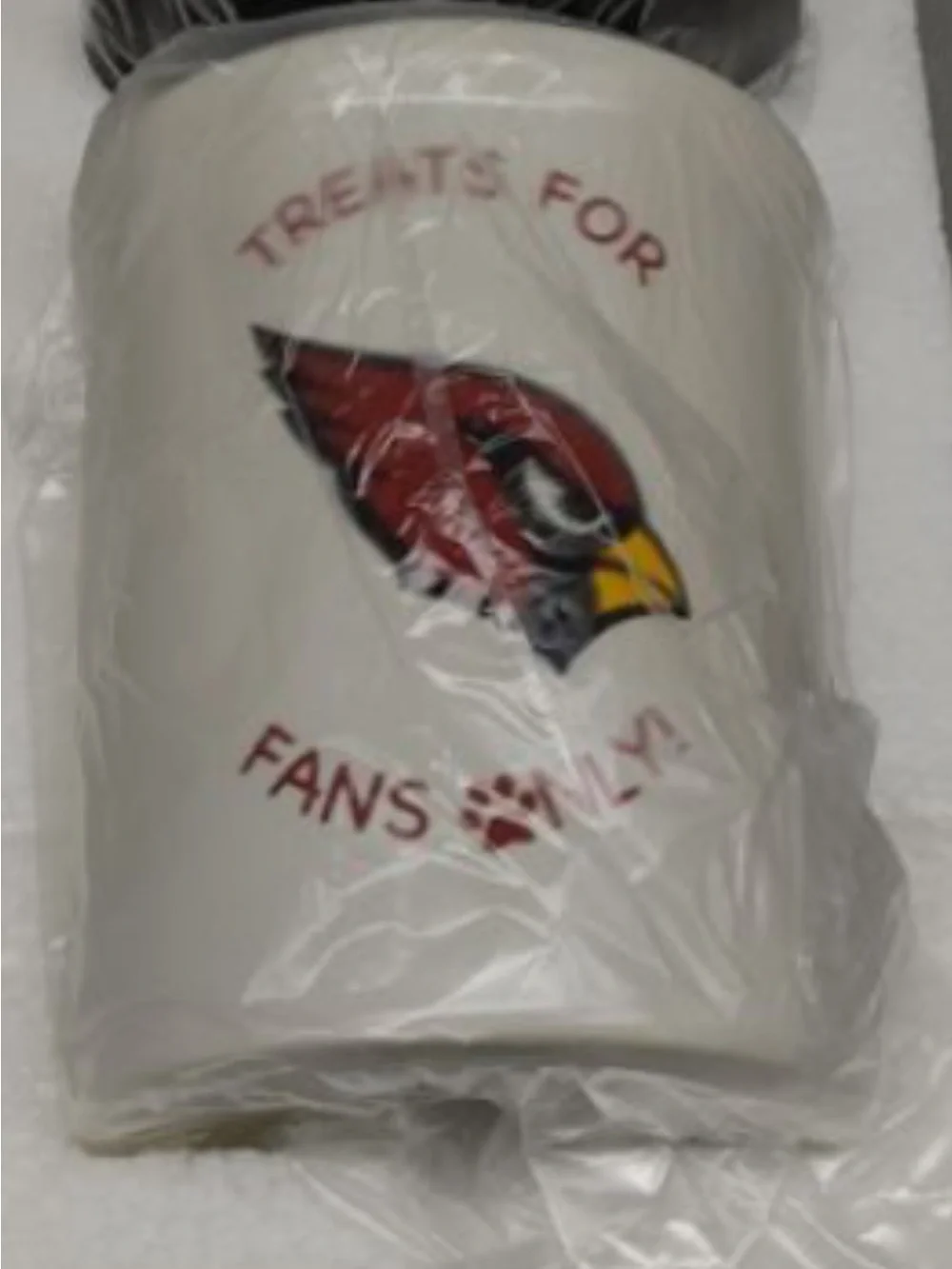 Arizona Cardinals White & Black Pet Treat Jar - Team Logo